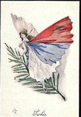 WWI French Serbie Butterfly lady postcard